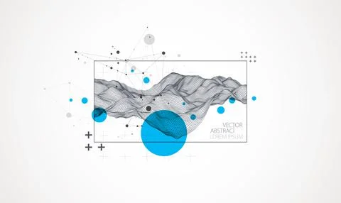 Modern science or technology elements in square. Trendy abstract background.  Stock Illustration