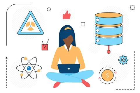 Modern science physics research technology, atom, scientific equipment and Stock Illustration