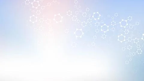 Modern scientific background with hexagons, lines and dots. Wave flow abstract Stock Illustration