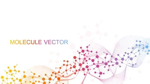 Modern scientific background with hexagons, lines and dots. Wave flow abstract Stock-Illustration