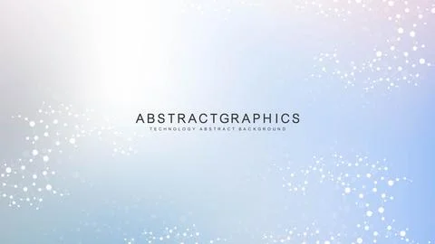 Modern scientific background with hexagons, lines and dots. Wave flow abstract Stock Illustration