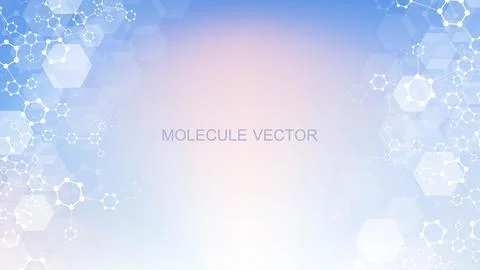 Modern scientific background with hexagons, lines and dots. Wave flow abstract Stock Illustration