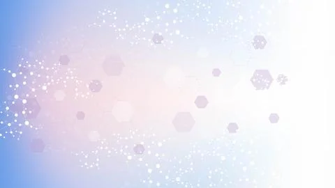 Modern scientific background with hexagons, lines and dots. Wave flow abstract Illustrazione stock