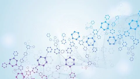 Modern scientific background with hexagons, lines and dots. Wave flow abstract Stock Illustration