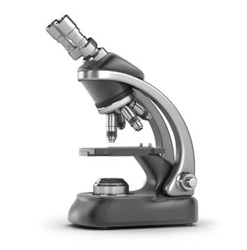 Modern scientific microscope isolated on white Stock Illustration