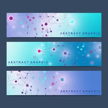 Modern scientific set of vector banners. Geometric abstract presentation Stock Illustration