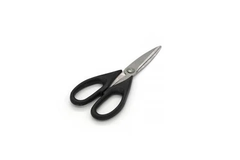 Modern scissors on a isolated white background. 스톡 사진