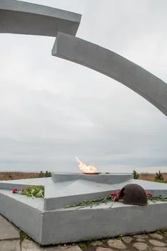 Modern sculpture memorial Complex Broken Ring autumn 2020 Stock Photos