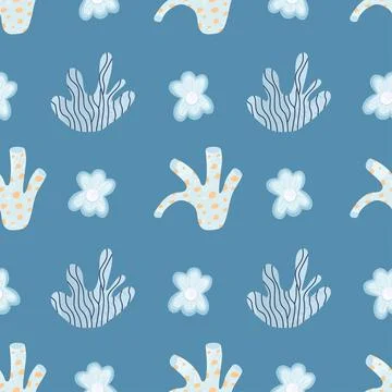 Modern sea seamless pattern with seashell. Trendy vector print Stock Illustration