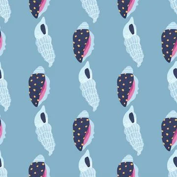 Modern sea seamless pattern with shells for any design. Trendy boho vector pr 스톡 일러스트