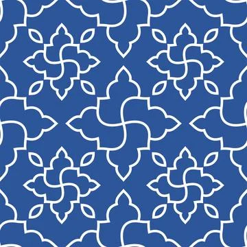 Modern seamless abstract floral pattern featuring flowing white lines over .. Stock Illustration