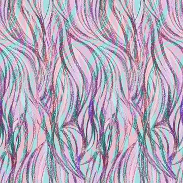 Modern seamless abstract pattern with lilac waves drawn in pencil Stock Illustration