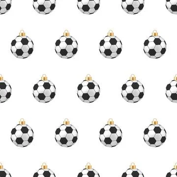 Modern Seamless Christmas Ornament Pattern with Golden, White, and Black So.. Stock Illustration