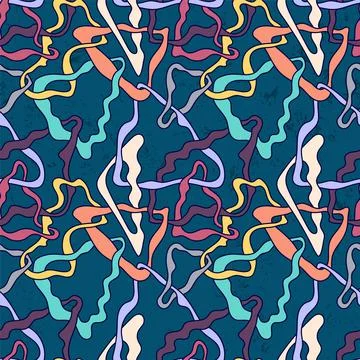 Modern seamless creative pattern with wave hand drawn colorful shapes  Illustrazione stock
