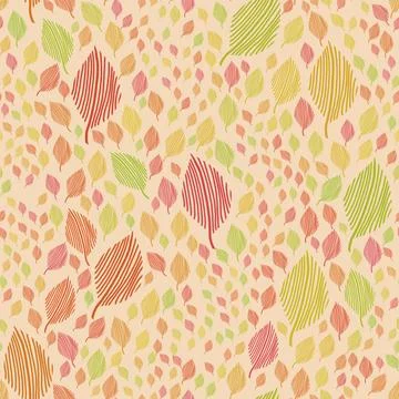  modern seamless flowing leaf pattern in vintage Scandinavian style colors... Stock Photos