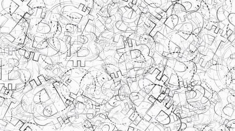 Modern seamless geometric pattern in black and white with outline bitcoin ... Foto stock