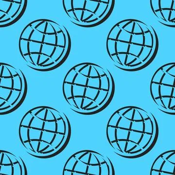 Modern seamless isometric pattern of globe symbols with clean negative space Illustrazione stock