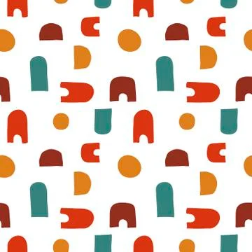 Modern seamless pattern. Abstract and geometric shapes. Hand drawn background Stock Illustration