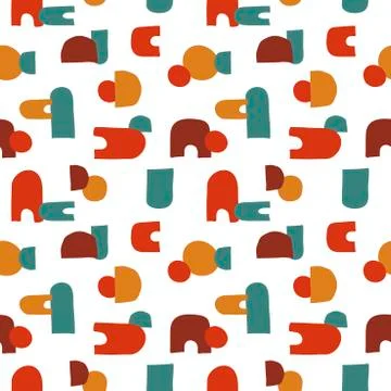 Modern seamless pattern. Abstract and geometric shapes. Hand drawn background Stock Illustration