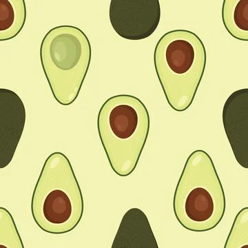Modern seamless pattern with avocado and abstract elements. Vector texture for Stock Illustration