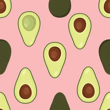 Modern seamless pattern with avocado and abstract elements. Vector texture for Stockillustratie