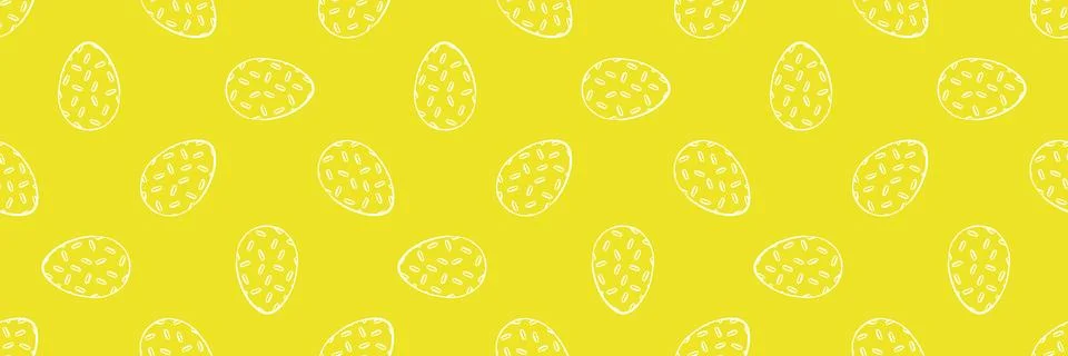 Modern seamless pattern with beige hand drawn Easter eggs on vibrant lime y.. Stock Illustration