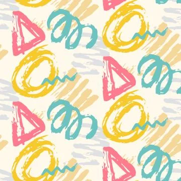 Modern seamless pattern with brush painted shapes Stock Illustration