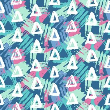 Modern seamless pattern with brush painted geometric shapes Stock Illustration