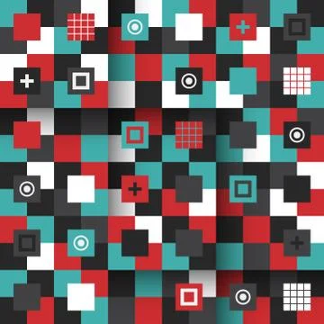 Modern seamless pattern with colorful geometric shapes Stock Illustration