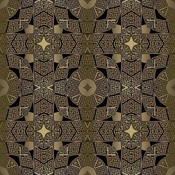 Modern seamless pattern. Ethnic ornate Deco background. Repeat vector greek b 스톡 일러스트