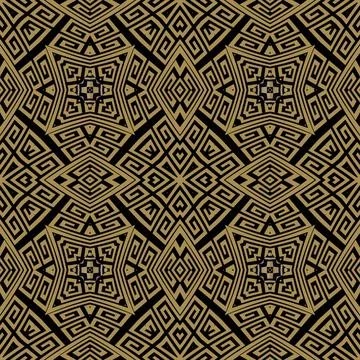 Modern seamless pattern. Ethnic ornate Deco background. Repeat vector greek b Illustrazione stock