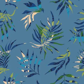 Modern seamless pattern with exotic leaves.Abstract background with tropical Stock Illustration