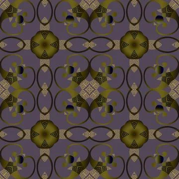 Modern seamless pattern. Floral ornate Deco background. Repeat vector greek b 스톡 일러스트
