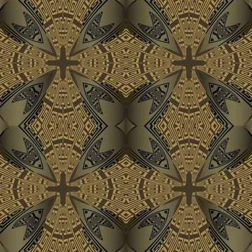 Modern seamless pattern. Floral ornate Deco background. Repeat vector greek b 스톡 일러스트
