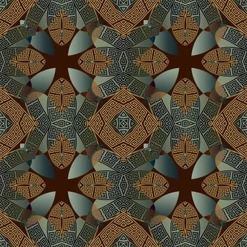 Modern seamless pattern. Floral ornate Deco background. Repeat vector colorfu 스톡 일러스트