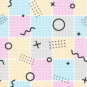 Modern Seamless Pattern of Geometric Shapes and Lines. Memphis pattern Ilustração Stock