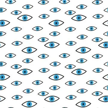 Modern seamless pattern with hand drawn eyes. 스톡 일러스트