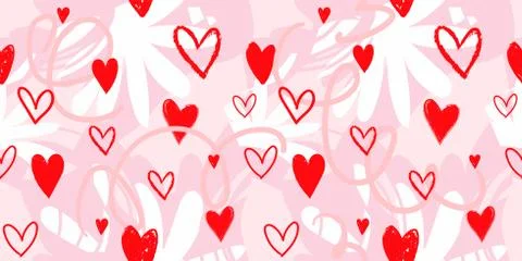 Modern seamless pattern with hearts for wedding, valentines day, birthday. Lo Illustrazione stock