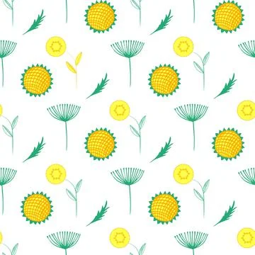 Modern seamless pattern with leaves, flowers and floral elements. Good for Illustrazione stock