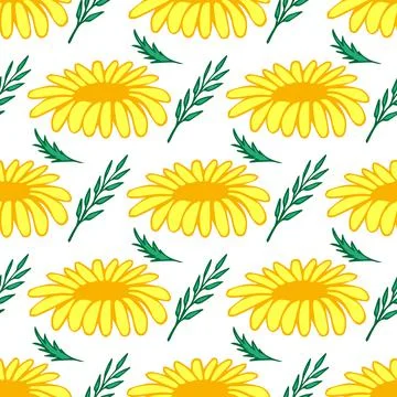 Modern seamless pattern with leaves, flowers and floral elements. Good for Illustrazione stock