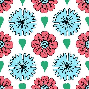 Modern seamless pattern with leaves, flowers and floral elements. Good for 스톡 일러스트