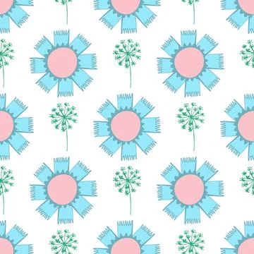 Modern seamless pattern with leaves, flowers and floral elements. Good for Illustrazione stock