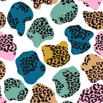 Modern seamless pattern with leopard print and hand-drawn details.Abstract Stock Illustration