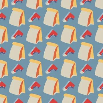 Modern seamless pattern lunch and shoes on grey bg Stock Illustration