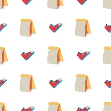 Modern seamless pattern with lunch and red shoe Stock Illustration