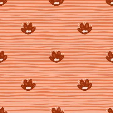 Modern seamless pattern with minimalistic childish flowers elements. Orange s Stock Illustration