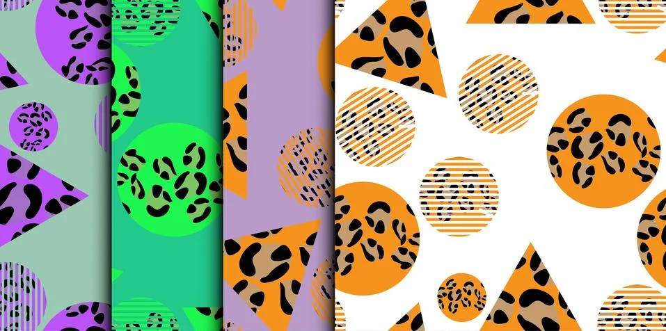 Modern seamless pattern set with jaguar spots. Modern vector template. Templa Stock Illustration