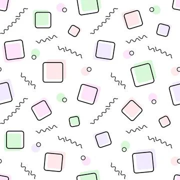 Modern Seamless Pattern of Squares and Waves. Memphis pattern. Vector イラスト素材