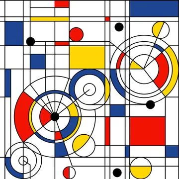 Modern seamless pattern in the style of Neoplasticism, Bauhaus, Mondrian Stock Illustration