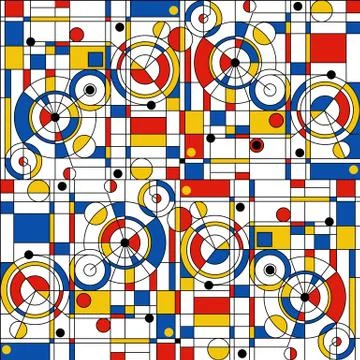 Modern seamless pattern in the style of Neoplasticism, Bauhaus, Mondrian Stock Illustration